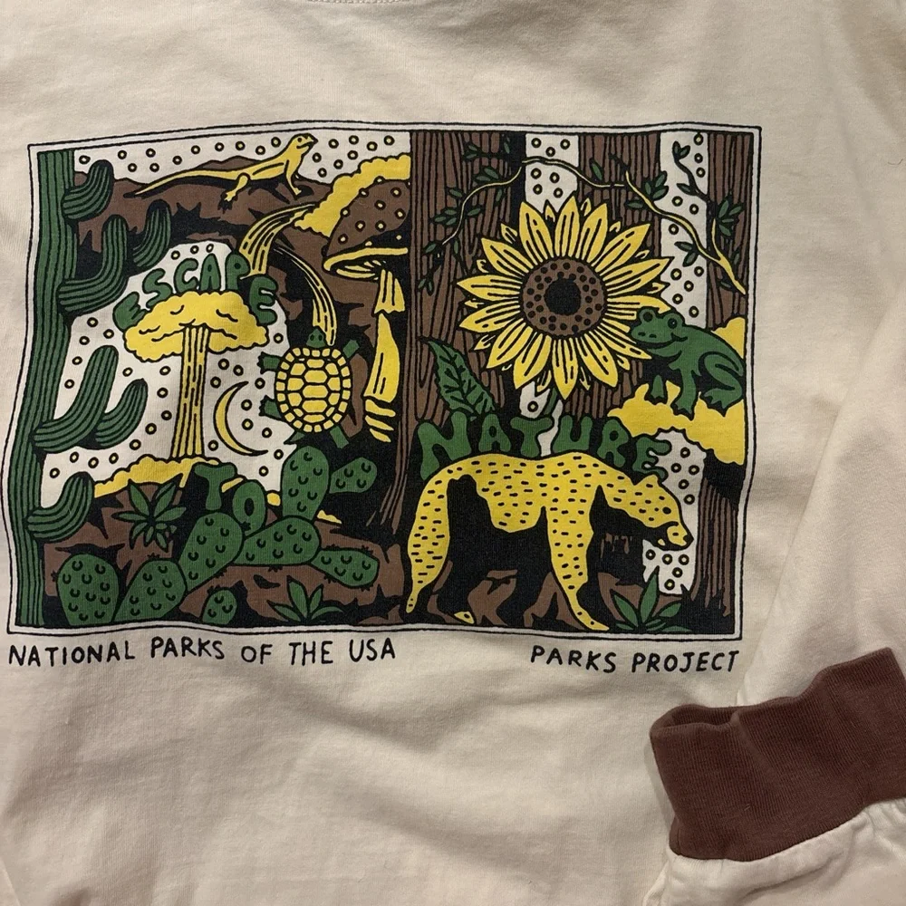 Men's Cream Graphic Long Sleeve Shirt - Picture 4 of 5